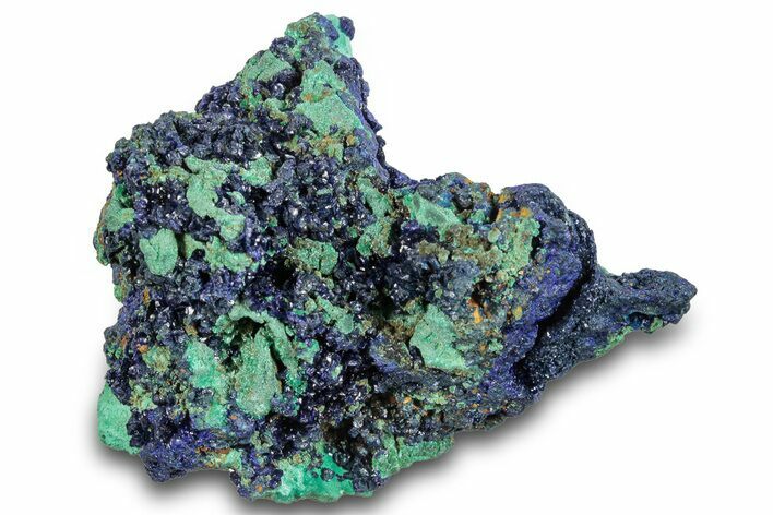 Sparkling Azurite Crystals on Fibrous Malachite - China #259644